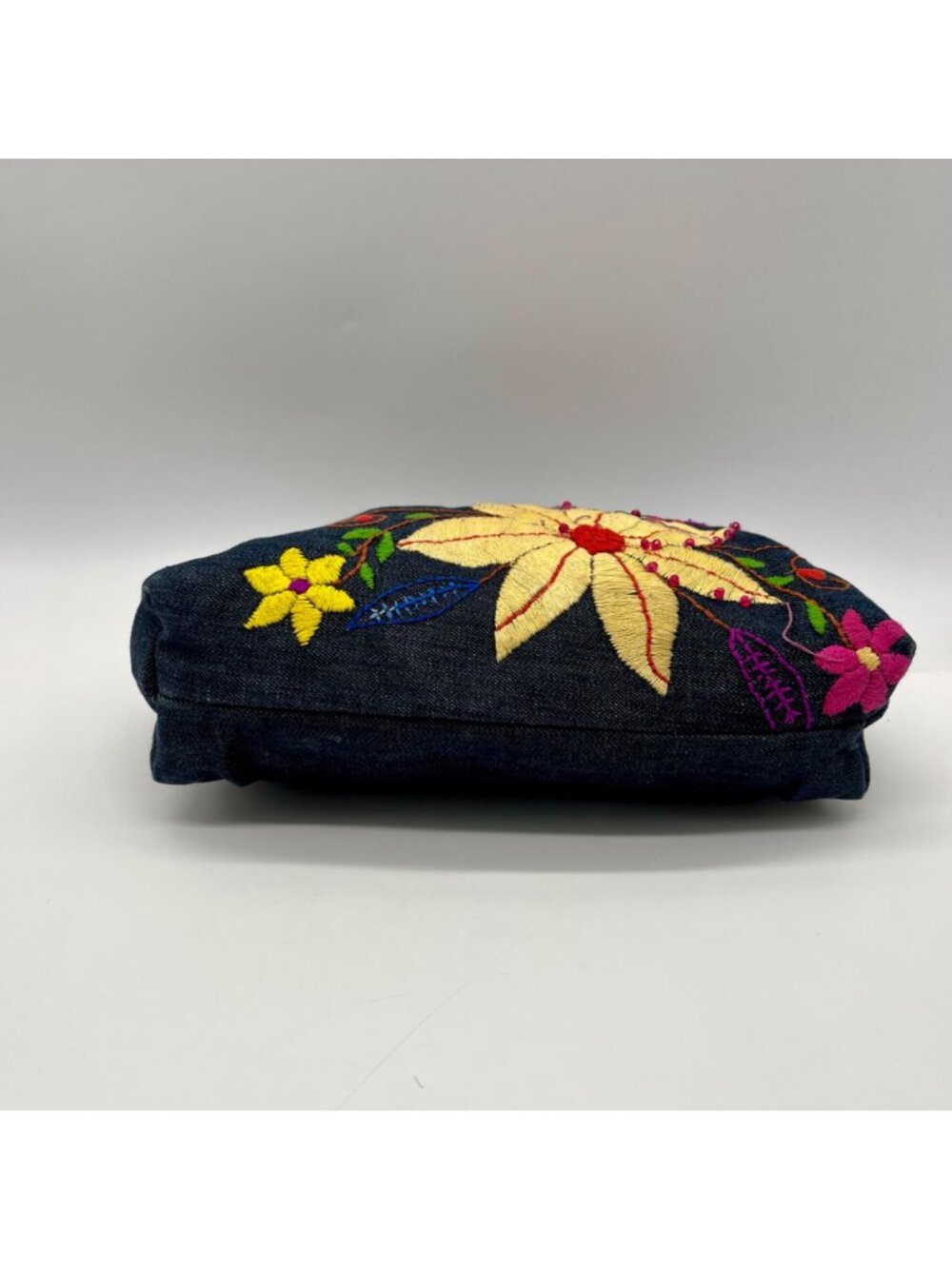 Denim Flower Embroidery Shoulder Bag - Picture 5 of 10